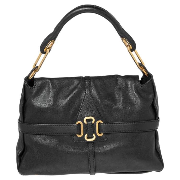 Pre Owned Jimmy Choo Black Leather Tulita Hobo