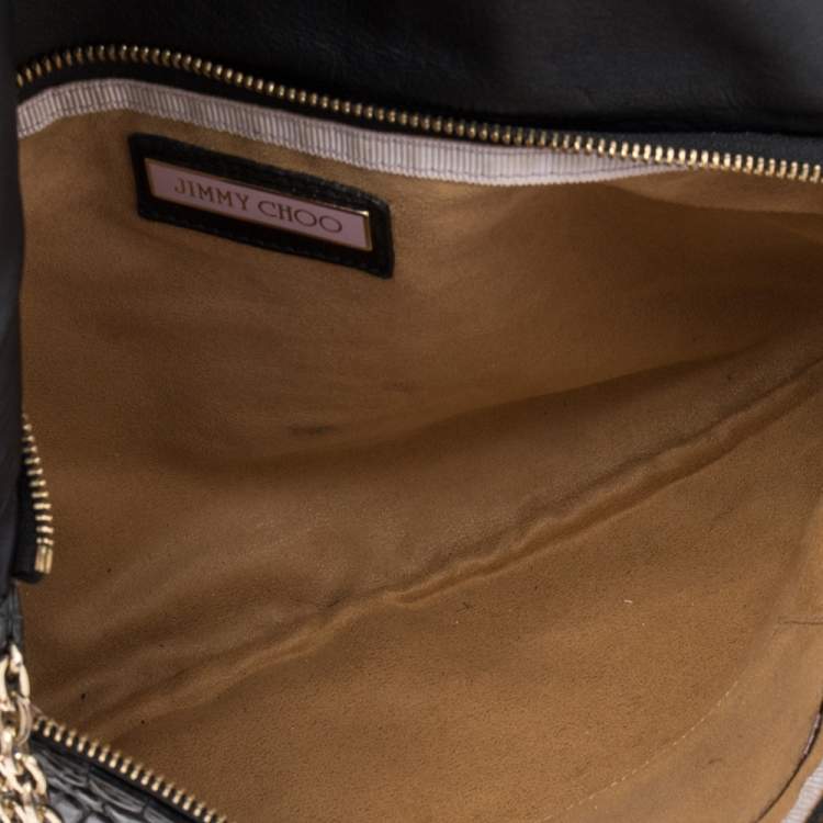 مملوكة مسبقًا Jimmy Choo Black Croc Embossed Leather Shoulder Bag