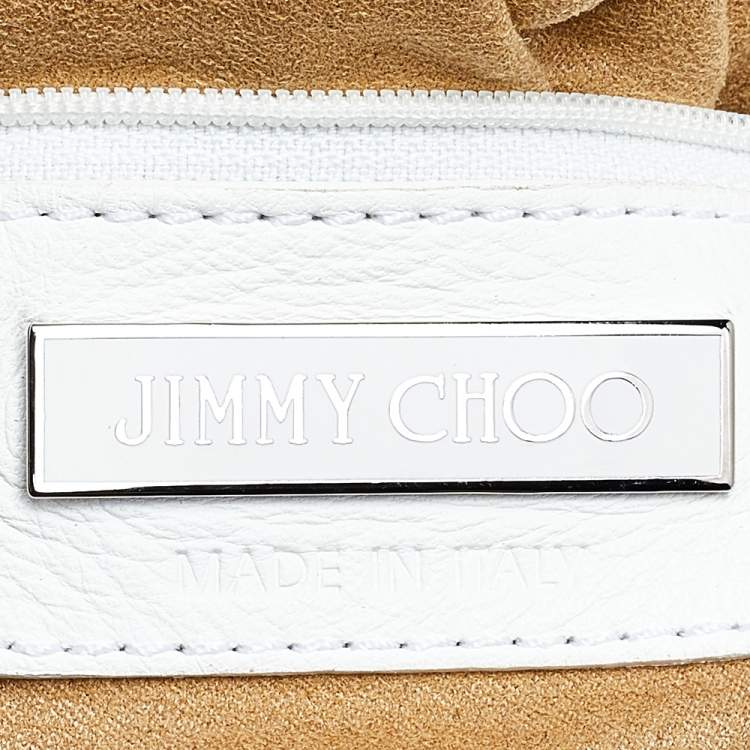 Pre Owned Jimmy Choo White Leather Embellished Tote