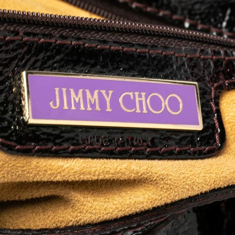Pre Owned Jimmy Choo Two Tone Red Patent Leather and Suede Mahala Bag