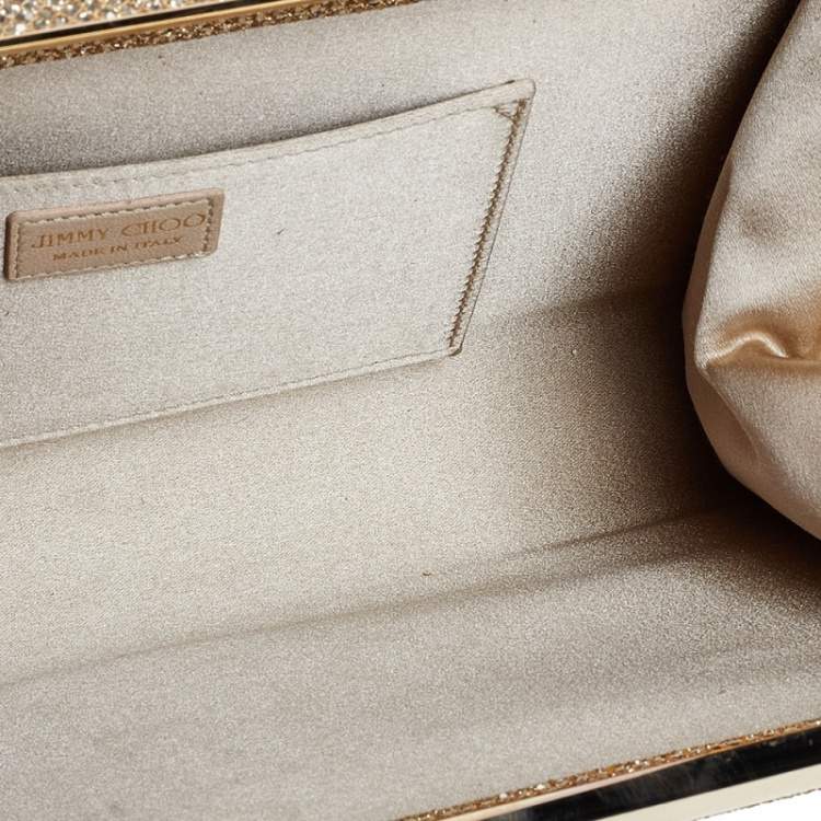 Pre Owned Jimmy Choo Gold Glitter Cayla Clutch