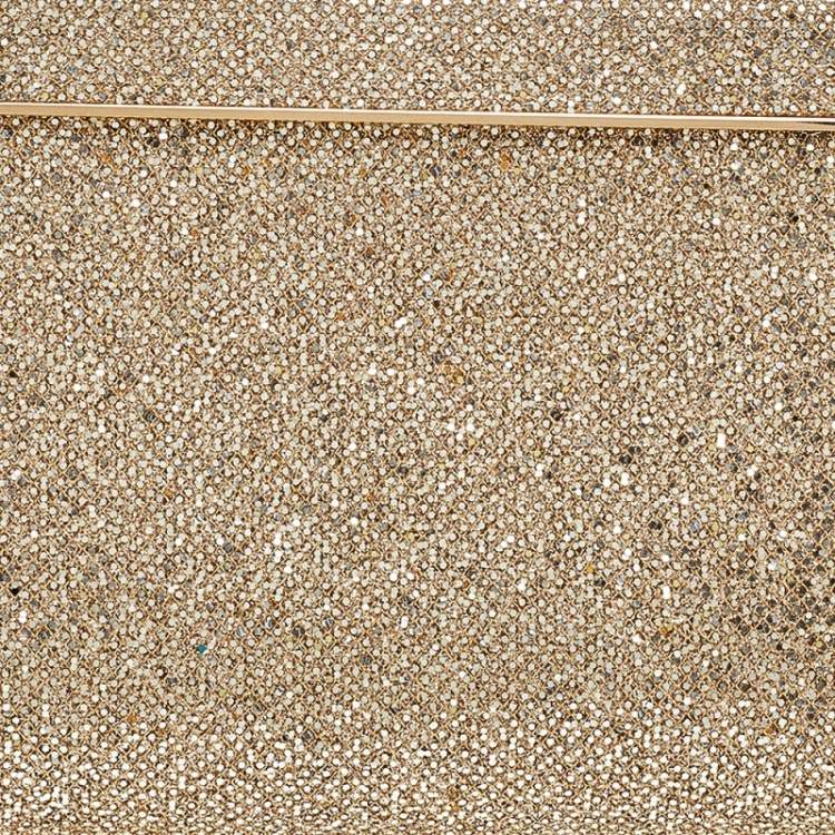Pre Owned Jimmy Choo Gold Glitter Cayla Clutch