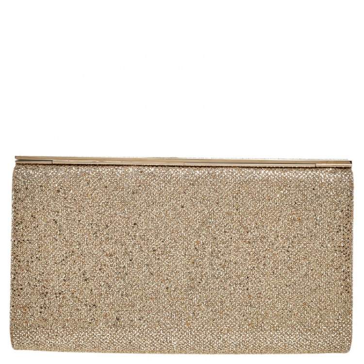 Pre Owned Jimmy Choo Gold Glitter Cayla Clutch