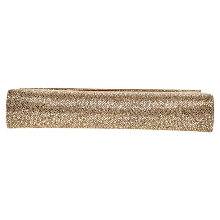 Pre Owned Jimmy Choo Gold Glitter Cayla Clutch