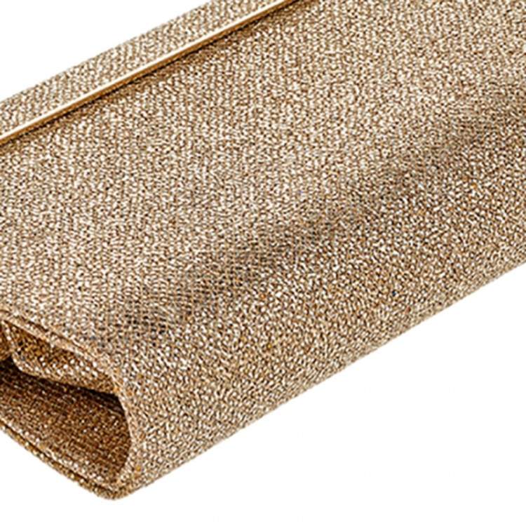 Pre Owned Jimmy Choo Gold Glitter Cayla Clutch