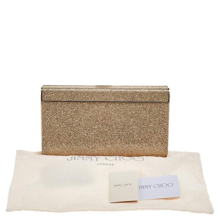 Pre Owned Jimmy Choo Gold Glitter Cayla Clutch