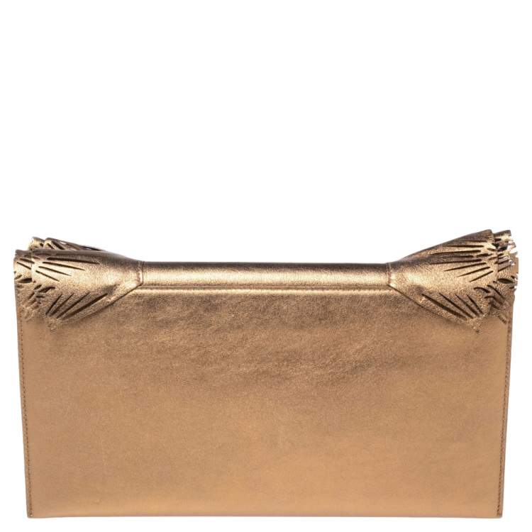 Pre Owned Jimmy Choo Gold Leather Isabella Clutch