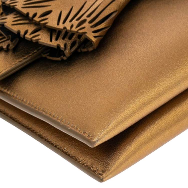 Pre Owned Jimmy Choo Gold Leather Isabella Clutch