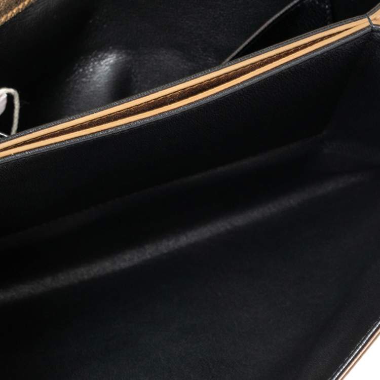 Pre Owned Jimmy Choo Gold Leather Isabella Clutch