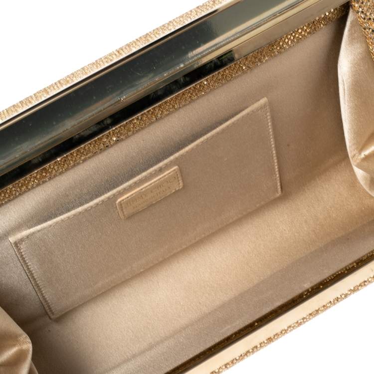 Pre Owned Jimmy Choo Metallic Gold Glitter Cayla Clutch