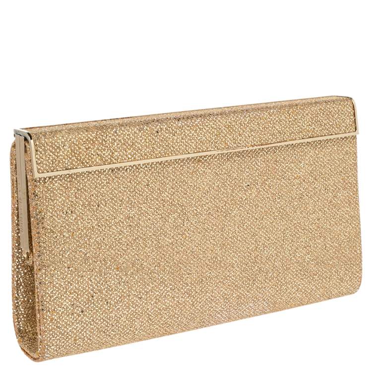 Pre Owned Jimmy Choo Metallic Gold Glitter Cayla Clutch