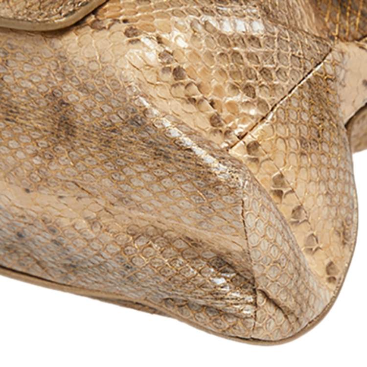 Pre Owned Jimmy Choo Brown Snakeskin Carolina Chain Shoulder Bag