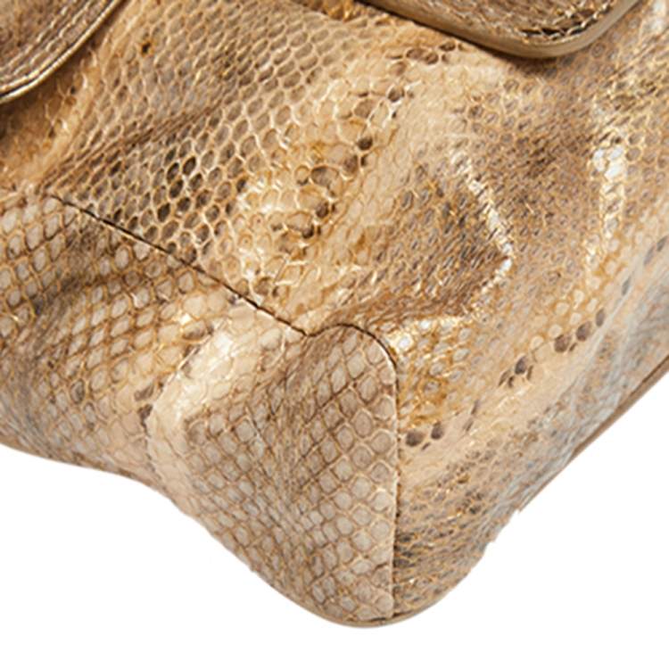 Pre Owned Jimmy Choo Brown Snakeskin Carolina Chain Shoulder Bag
