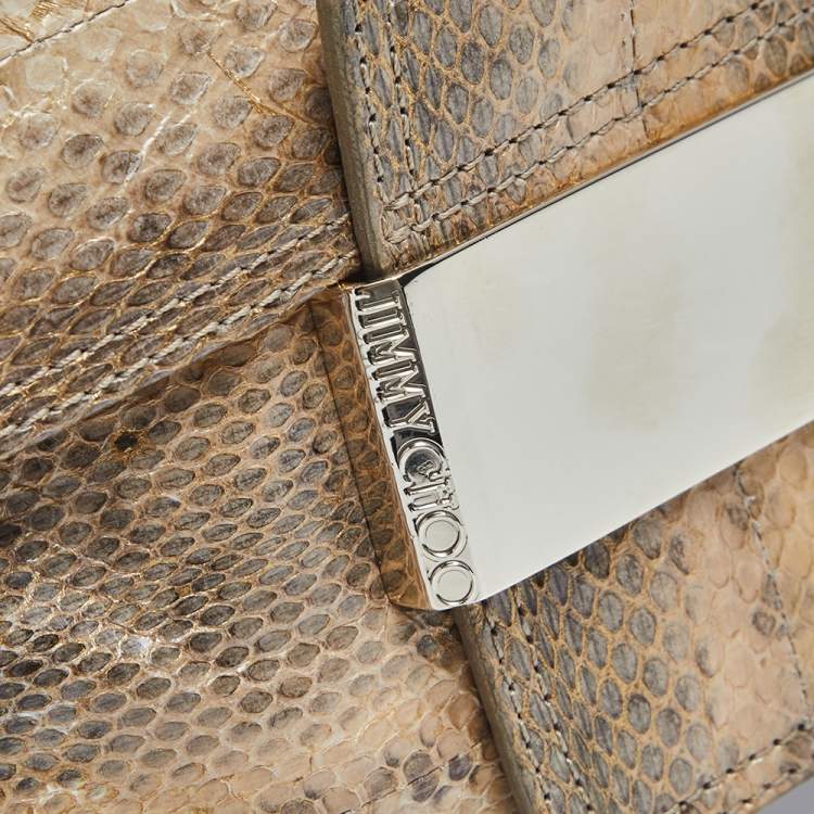 Pre Owned Jimmy Choo Brown Snakeskin Carolina Chain Shoulder Bag