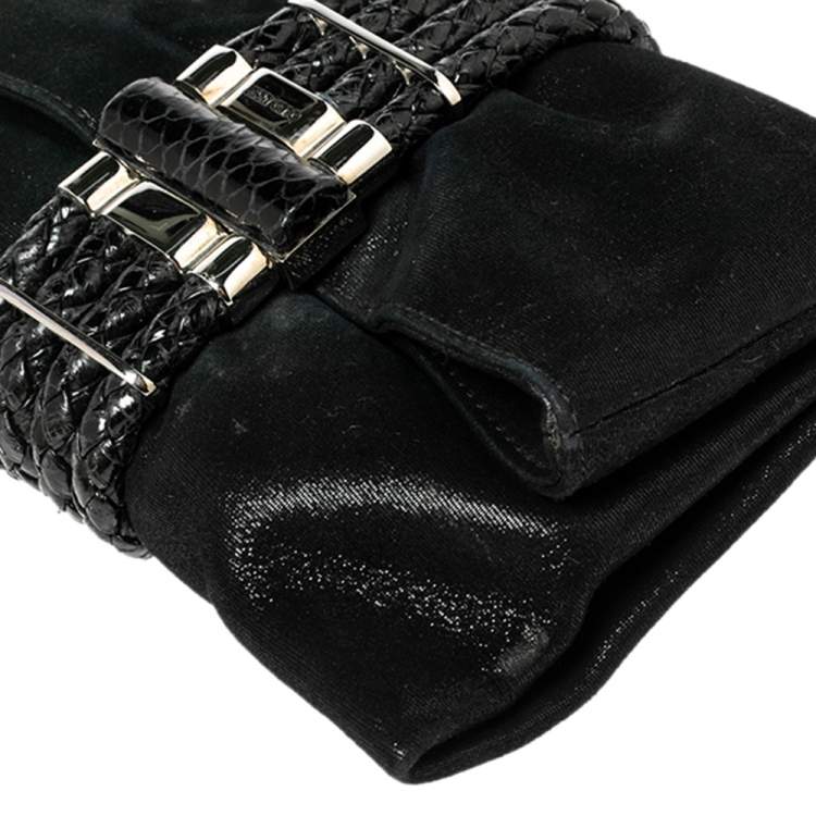 Pre Owned Jimmy Choo Black Leather and Suede Chandra Clutch
