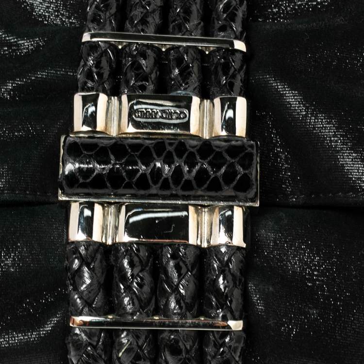 Pre Owned Jimmy Choo Black Leather and Suede Chandra Clutch