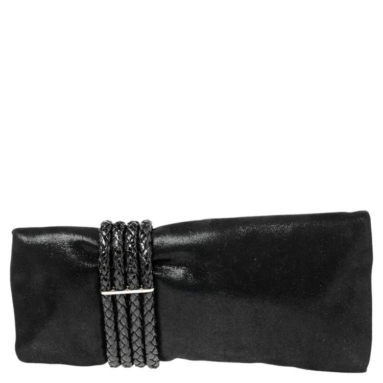 Pre Owned Jimmy Choo Black Leather and Suede Chandra Clutch
