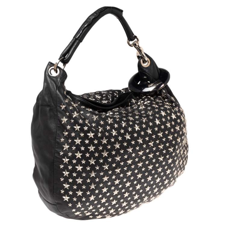 مملوكة مسبقًا Jimmy Choo Black Leather Star Sky Hobo