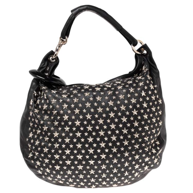 مملوكة مسبقًا Jimmy Choo Black Leather Star Sky Hobo