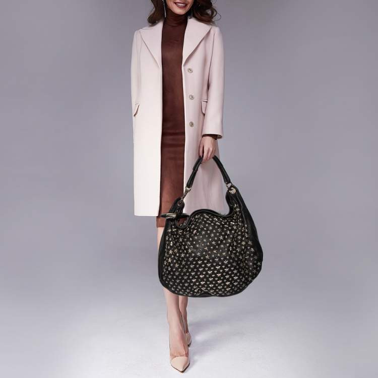 مملوكة مسبقًا Jimmy Choo Black Leather Star Sky Hobo