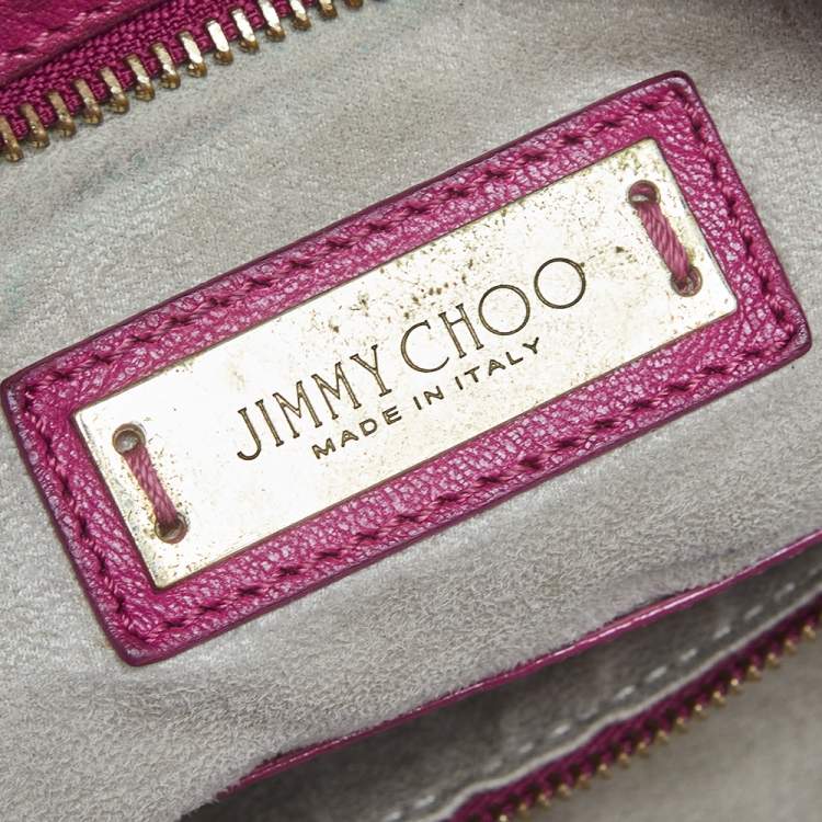 Pre Owned Jimmy Choo Pink Leather and Python Trim Zoe Hobo