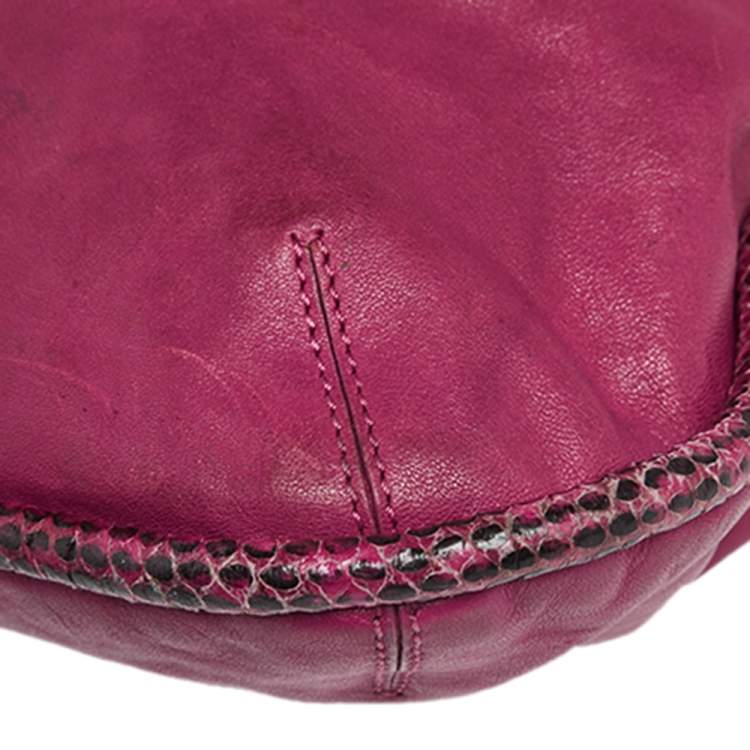 Pre Owned Jimmy Choo Pink Leather and Python Trim Zoe Hobo