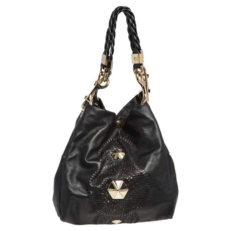 Pre Owned Jimmy Choo Black Cut Out Leather Lohla Hobo
