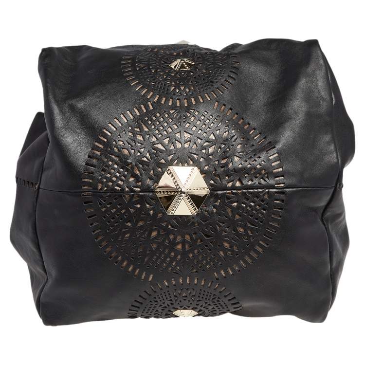 Pre Owned Jimmy Choo Black Cut Out Leather Lohla Hobo