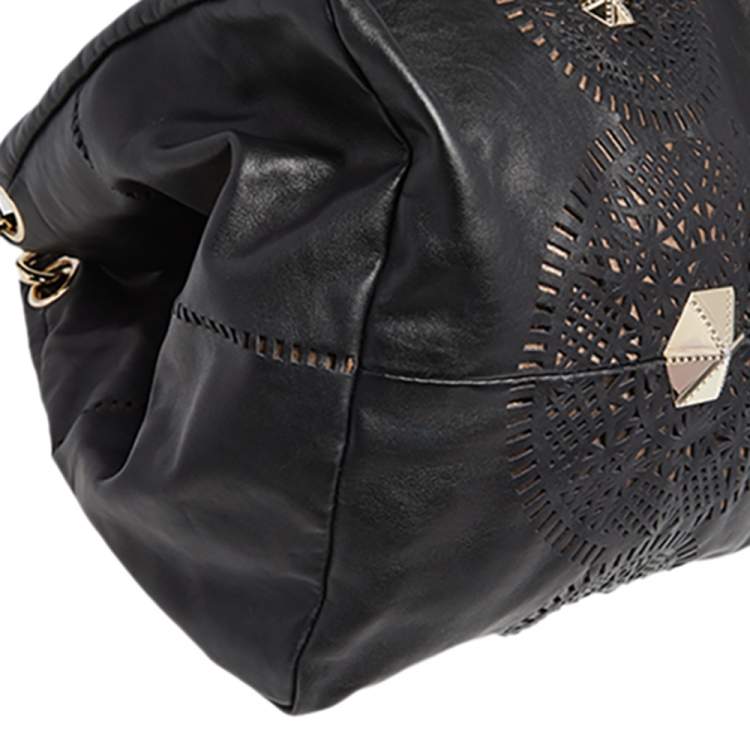 Pre Owned Jimmy Choo Black Cut Out Leather Lohla Hobo