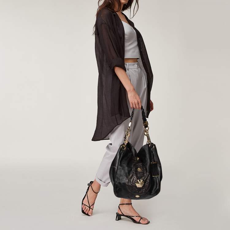 Pre Owned Jimmy Choo Black Cut Out Leather Lohla Hobo