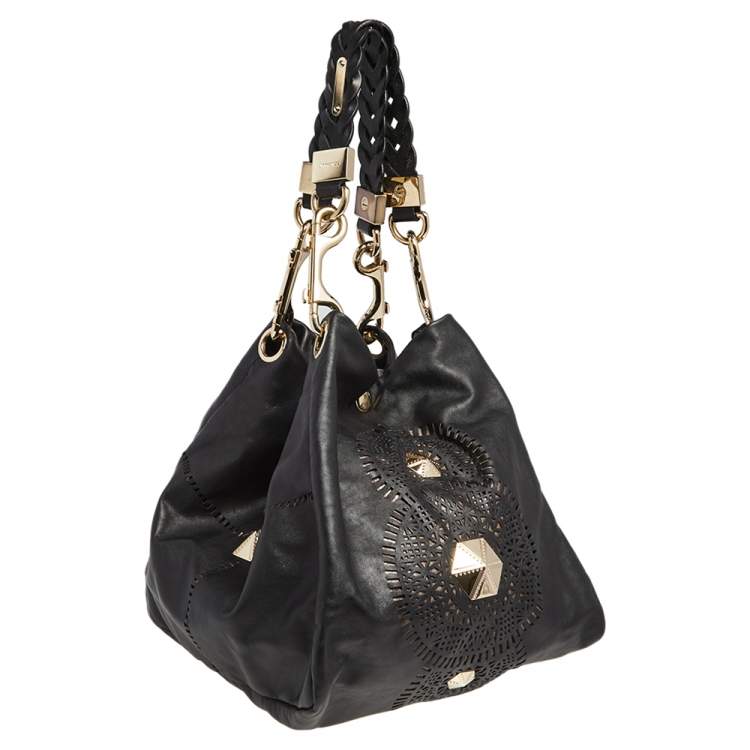 Pre Owned Jimmy Choo Black Cut Out Leather Lohla Hobo
