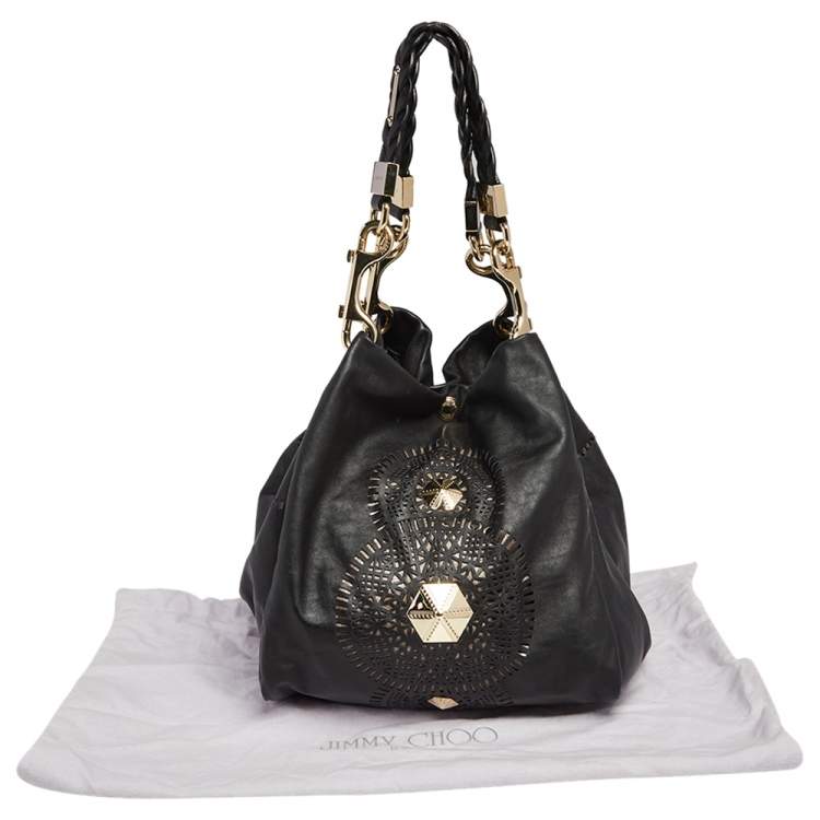 Pre Owned Jimmy Choo Black Cut Out Leather Lohla Hobo
