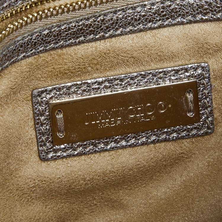 Pre Owned Jimmy Choo Metallic Gold Leather Rebel Clutch