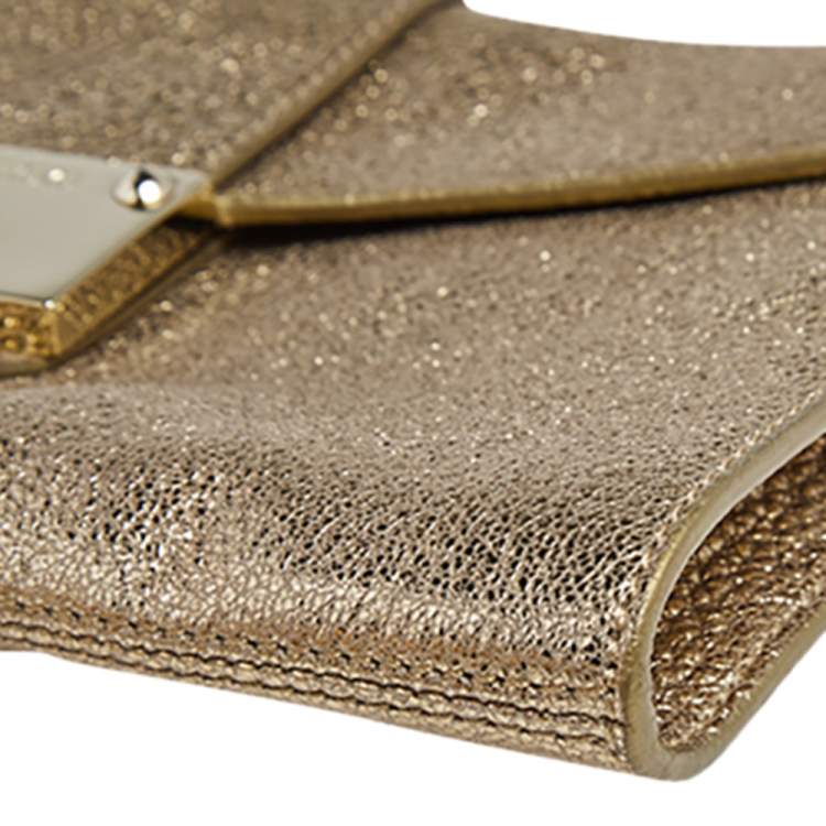 Pre Owned Jimmy Choo Metallic Gold Leather Rebel Clutch