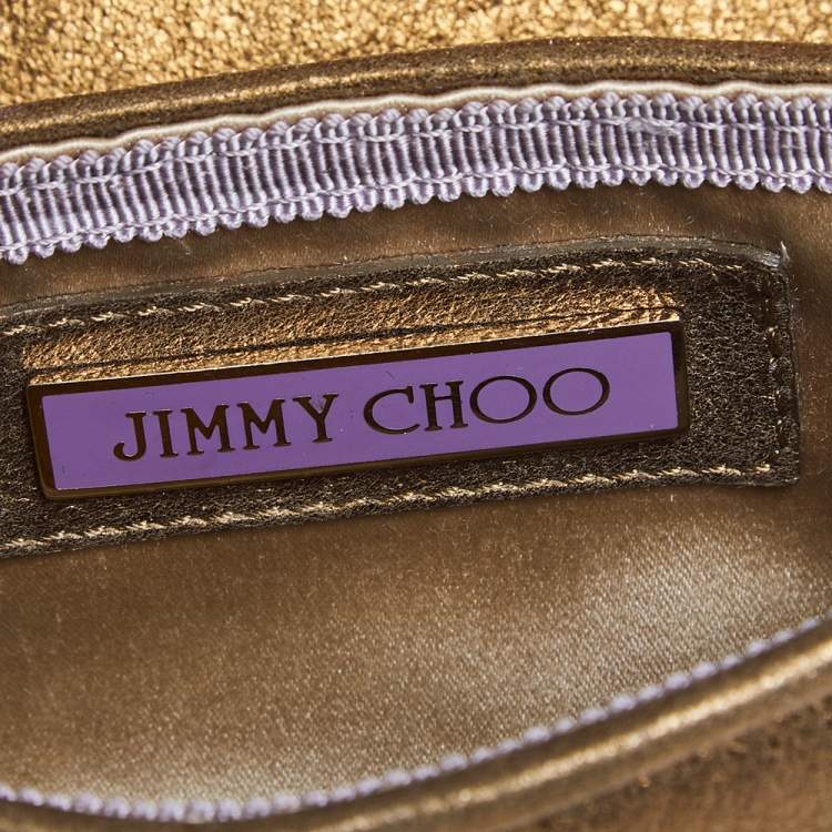 مملوكة مسبقًا Jimmy Choo Metallic Brown Nubuck Leather Small Embellished Shoulder Bag
