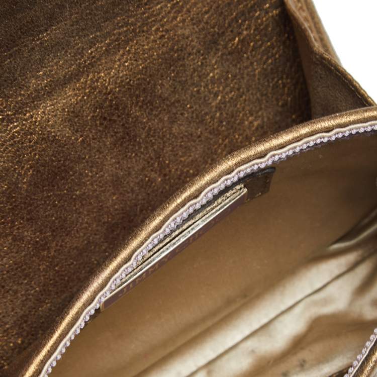 مملوكة مسبقًا Jimmy Choo Metallic Brown Nubuck Leather Small Embellished Shoulder Bag