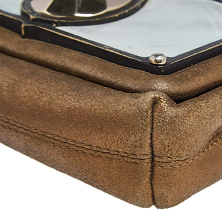 مملوكة مسبقًا Jimmy Choo Metallic Brown Nubuck Leather Small Embellished Shoulder Bag