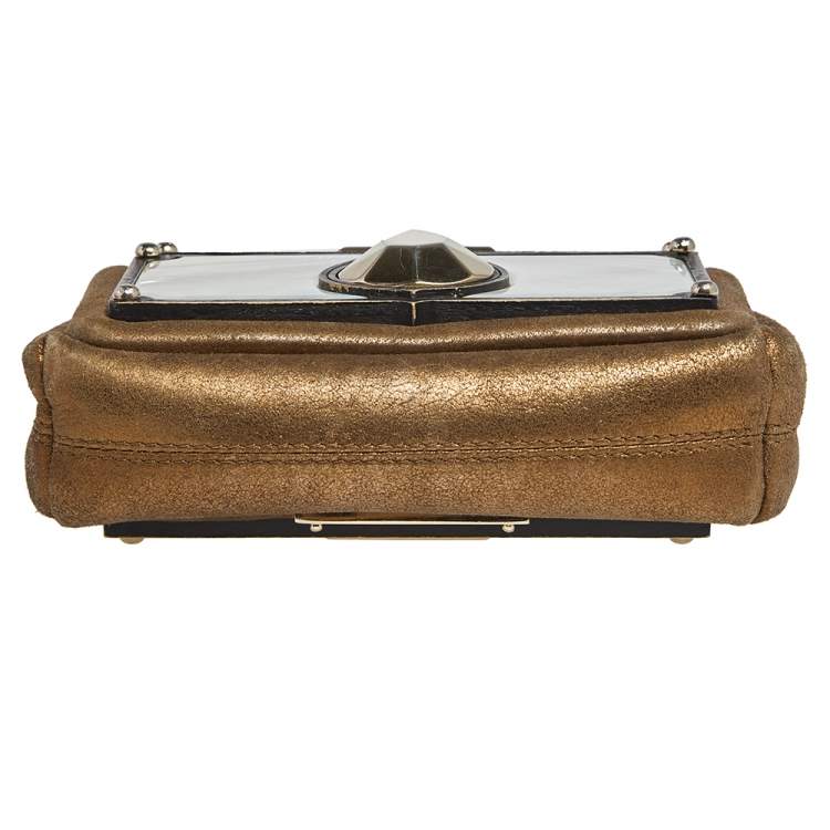 مملوكة مسبقًا Jimmy Choo Metallic Brown Nubuck Leather Small Embellished Shoulder Bag