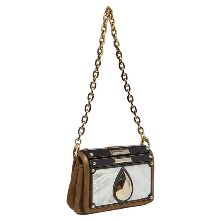 مملوكة مسبقًا Jimmy Choo Metallic Brown Nubuck Leather Small Embellished Shoulder Bag