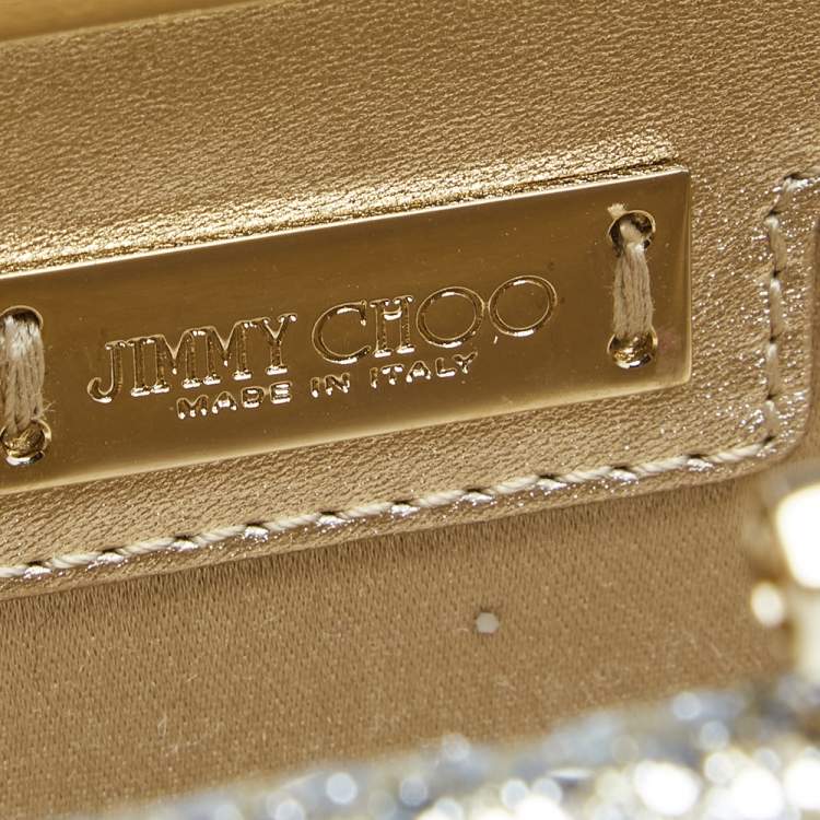 Pre Owned Jimmy Choo Silver/Gold Glitter Fabric Twill Tube Clutch