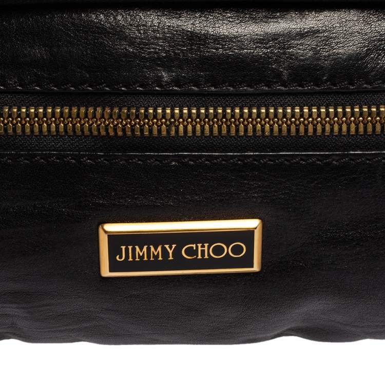 Pre Owned Jimmy Choo Black Leather Mave Foldover Clutch