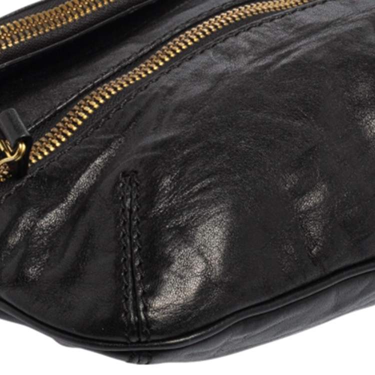 Pre Owned Jimmy Choo Black Leather Mave Foldover Clutch