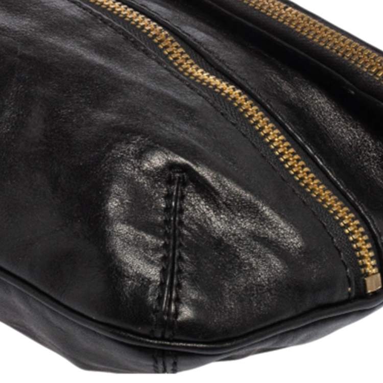 Pre Owned Jimmy Choo Black Leather Mave Foldover Clutch