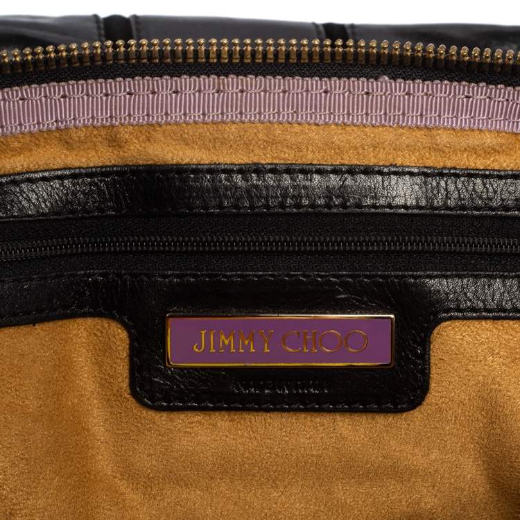 Pre Owned Jimmy Choo Black Leather Mave Foldover Clutch