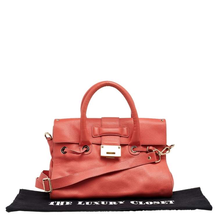 Pre Owned Jimmy Choo Coral Leather Rosalie Satchel