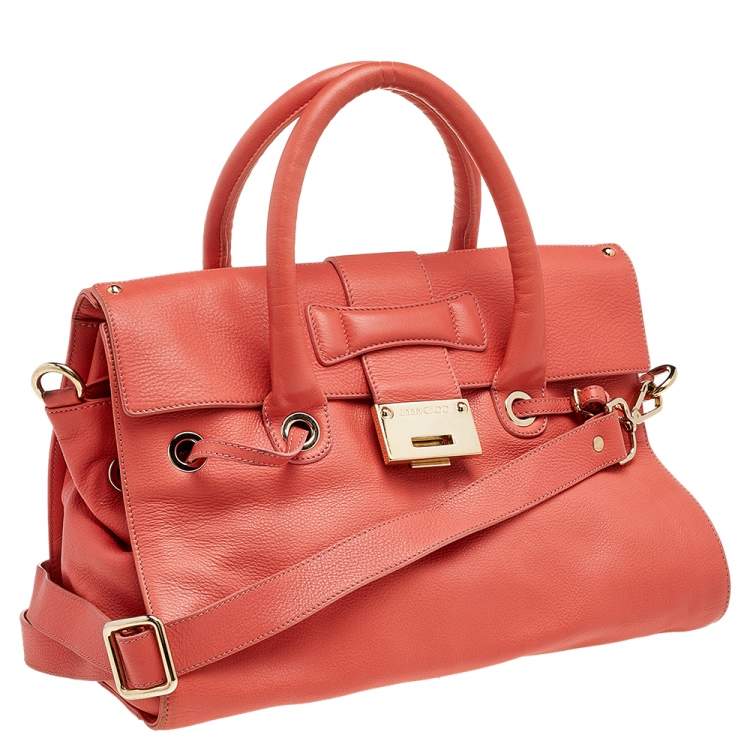 Pre Owned Jimmy Choo Coral Leather Rosalie Satchel