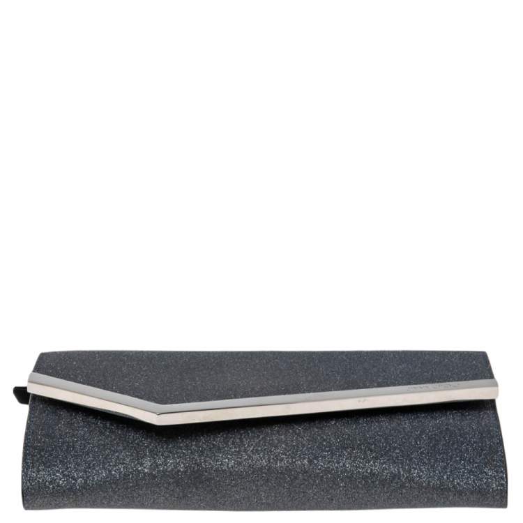 Pre Owned Jimmy Choo Blue Glitter Fabric Erica Clutch