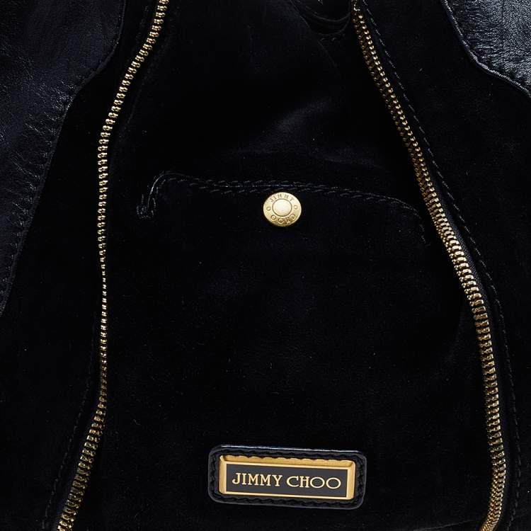 Pre Owned Jimmy Choo Black Leather and Suede Mona Tote