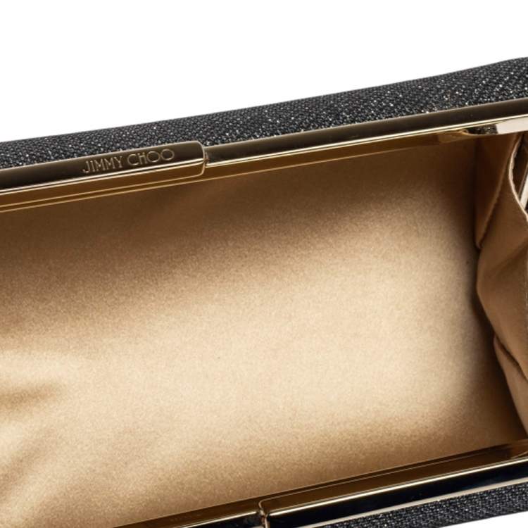 Pre Owned Jimmy Choo Silver Coarse Glitter Trinket Degrade Clutch