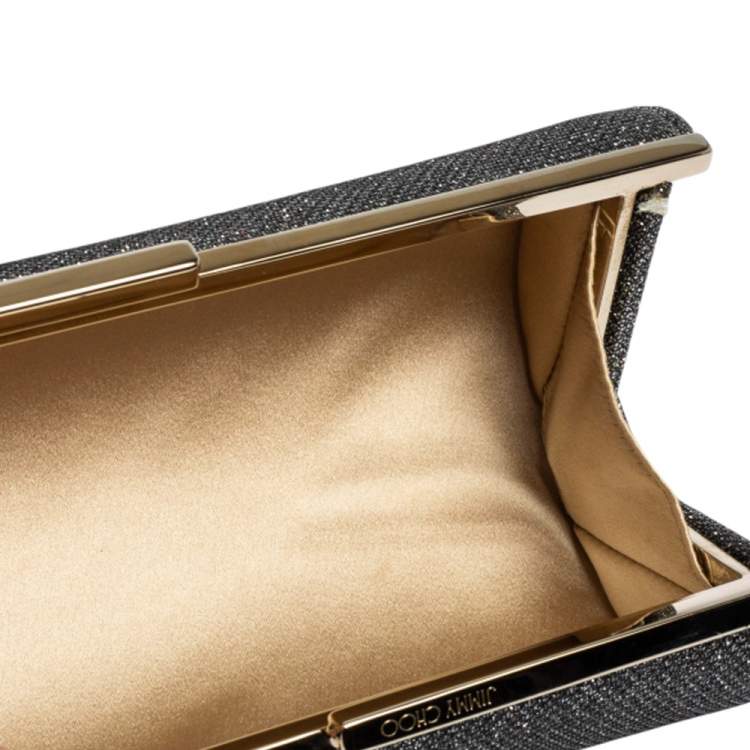Pre Owned Jimmy Choo Silver Coarse Glitter Trinket Degrade Clutch